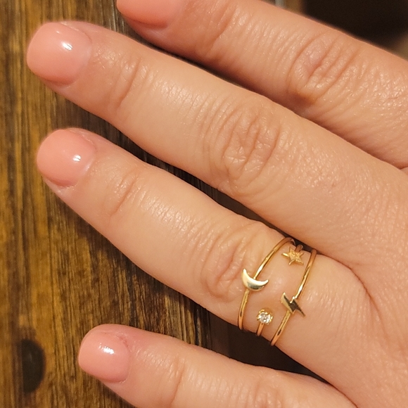 ZOE CHICCO 14K GOLD & DIAMOND RING ITTY BITTY SYMBOL RING - SIZE 7 - Picture 5 of 12